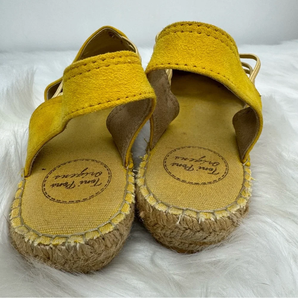 Toni Pons Nuria Vibrant Yellow Leather Espadrille Wedge Sandals